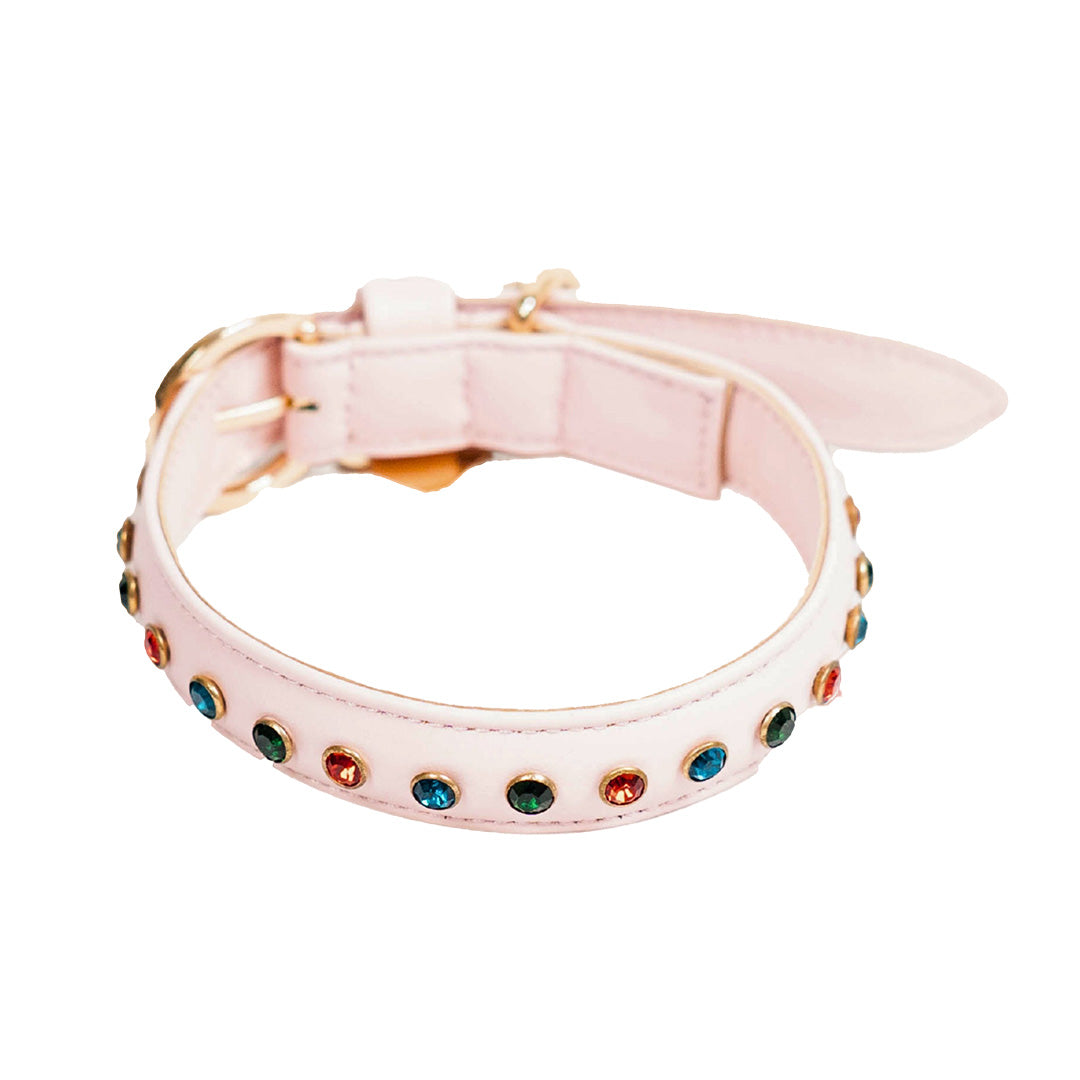 Bruni Boi Blush Pink Leather Dog Collar