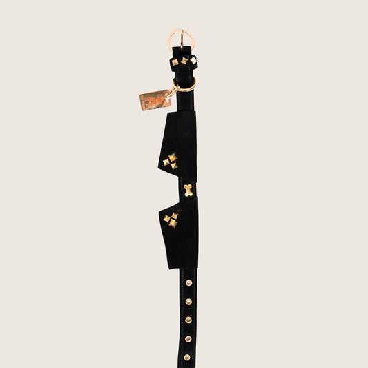 Bruni Boi Rebel Black Suede Leather Dog Collar