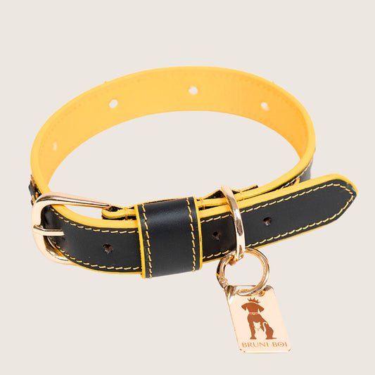 Bruni Boi Starstruck Black Leather Dog Collar
