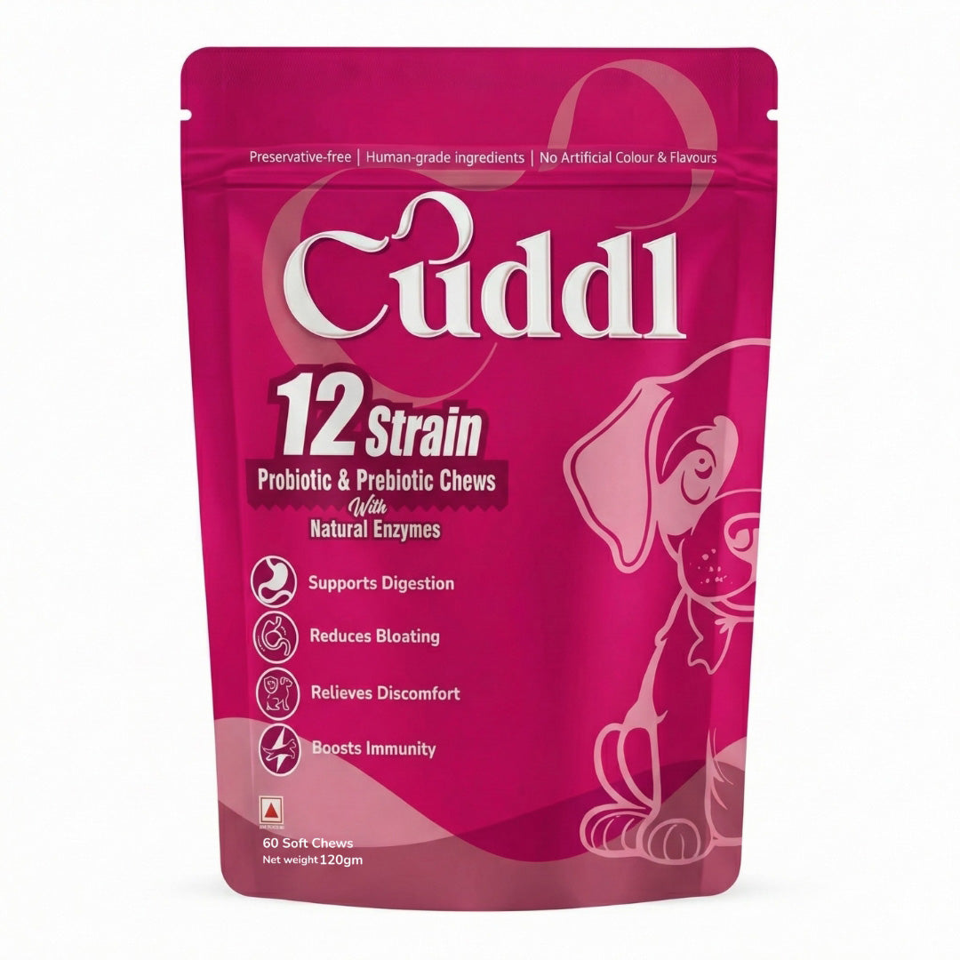 Cuddl 12-Strain Probiotic & Prebiotic Chews for Dogs with Natural Enzymes