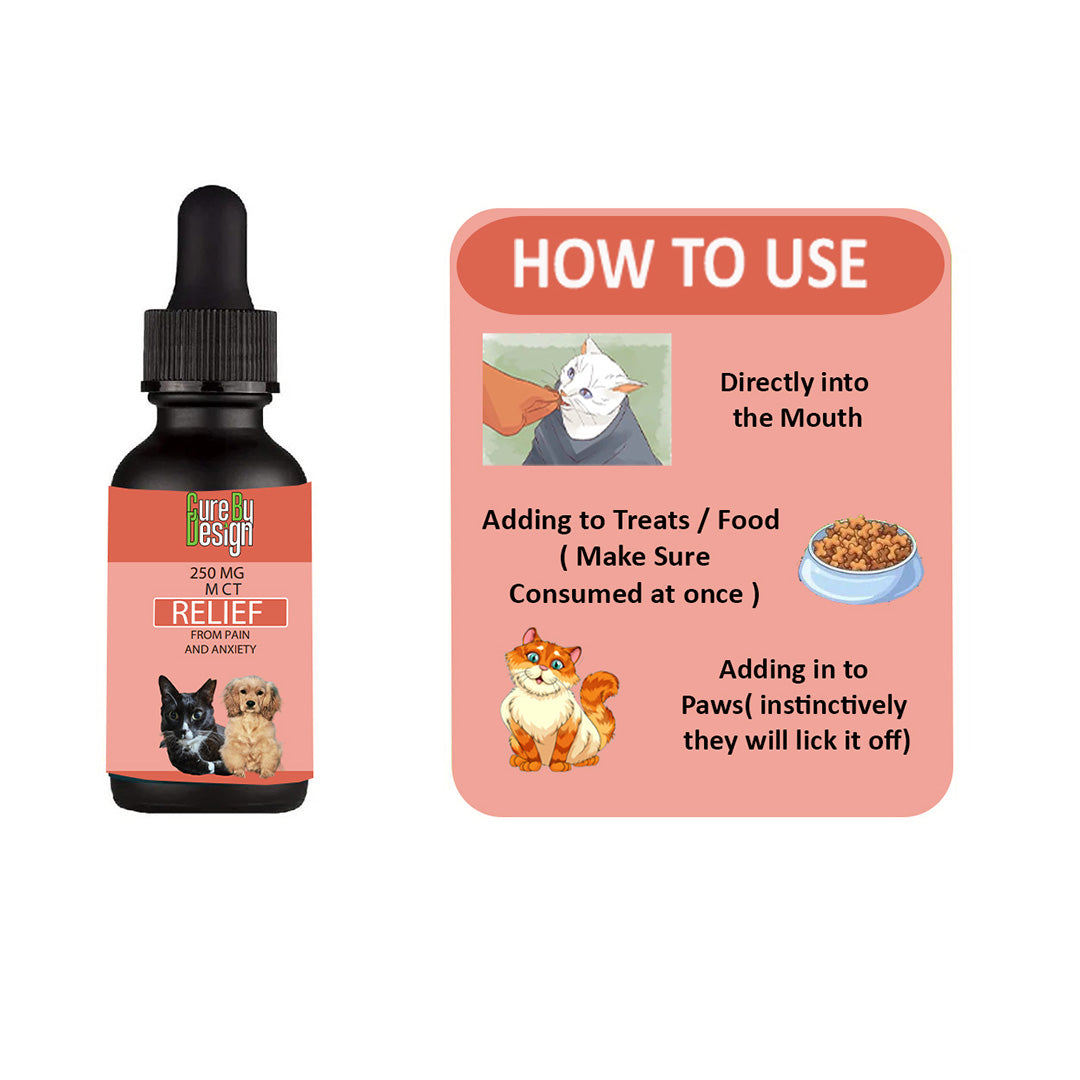 Cure By Design Relief for Dogs & Cats | 250mg CBD(MCT) 30ml