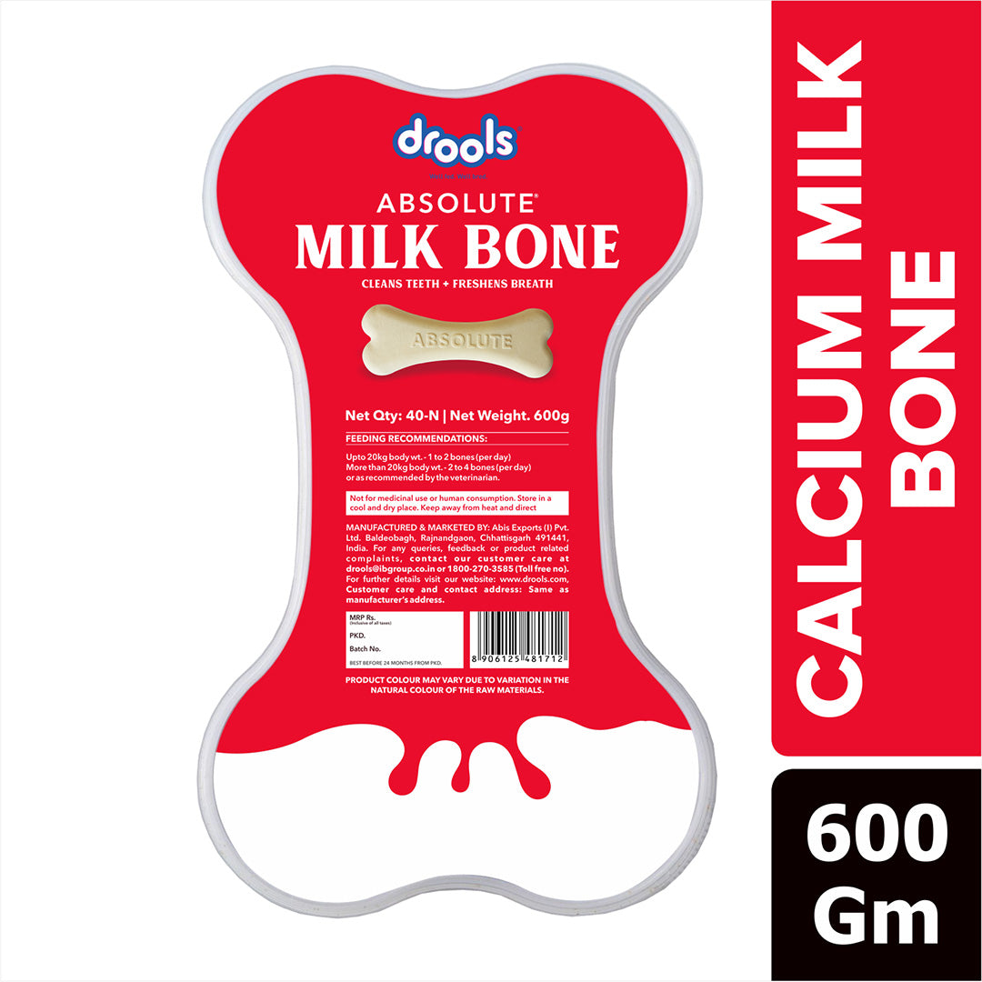 Drools Absolute Milk Bone Jar, Dog Treats - 40 Pieces (600 g) - NEW