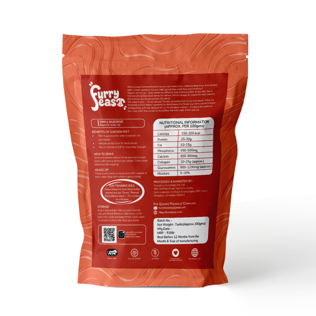 FurryFeast Feety Treats | Air-Dried Chicken Feet Dog Chews