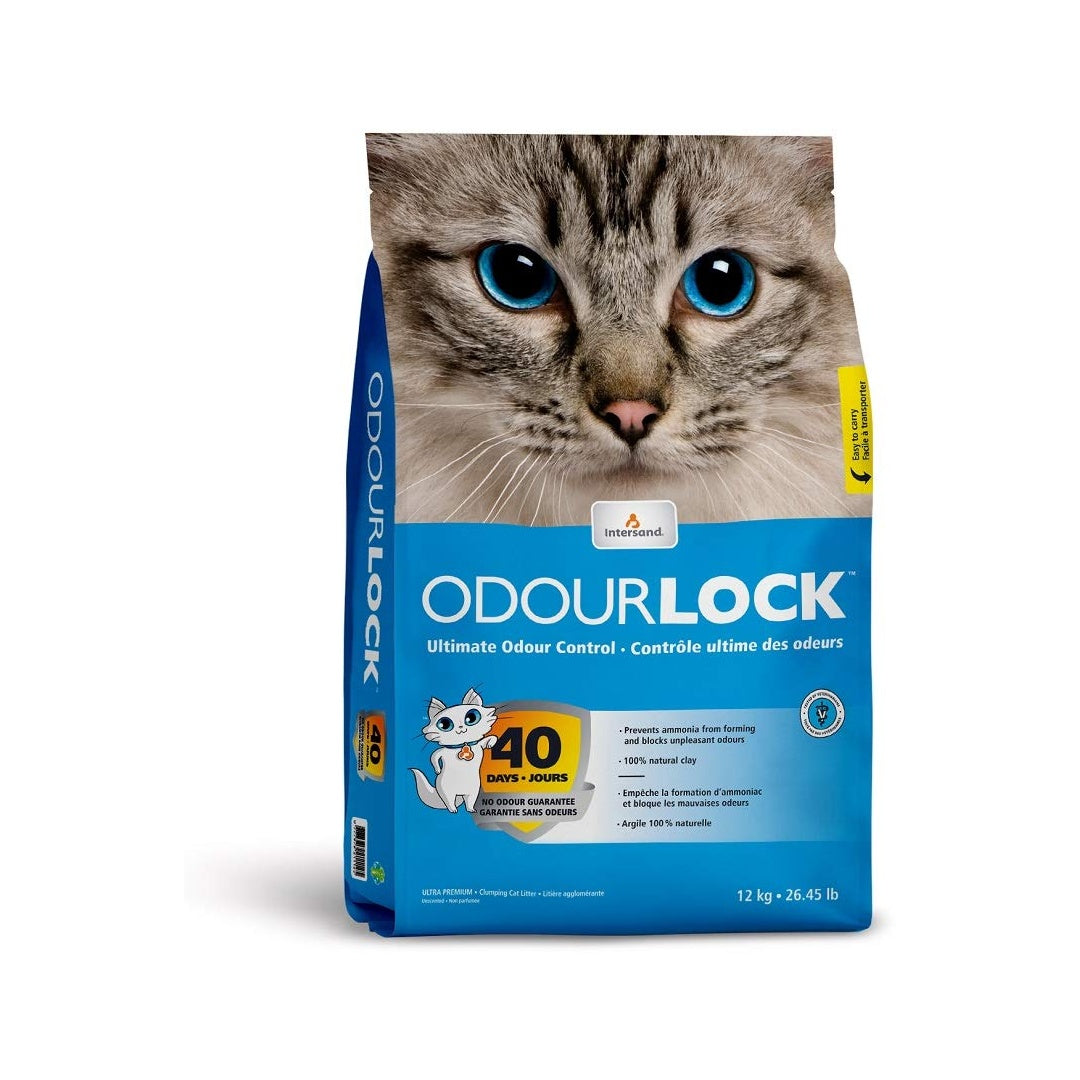 Intersand Odourlock Multi Cat Formula Litter Unscented Block Ammonia Extra Hard Clumping Quick Absorption No Tracking and Dust Free For All Breed 12 Kg Bag