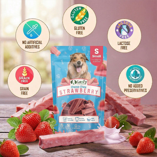 Leafy Paws Cheese Chew - Strawberry