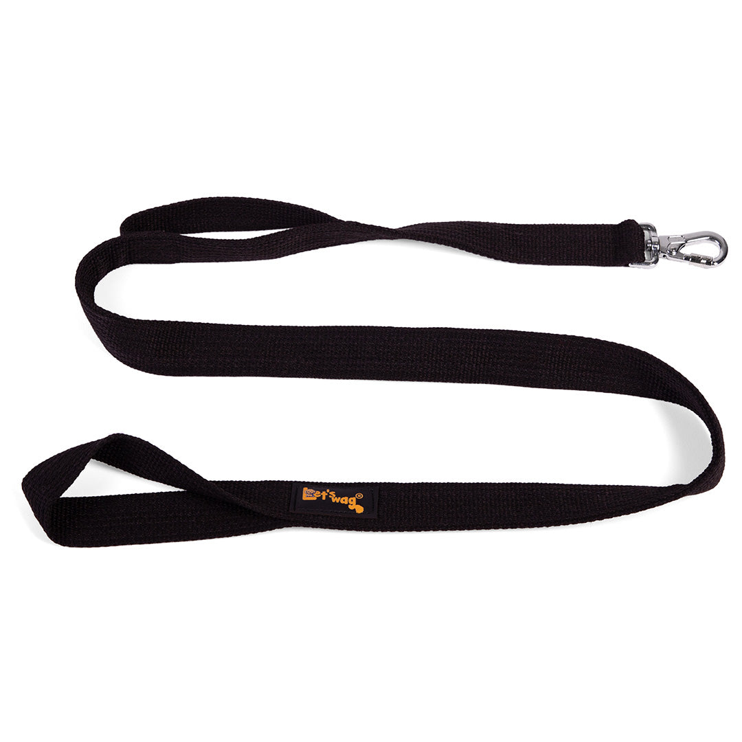 Let's Wag Double Handle Fabric Dog Leash - Black
