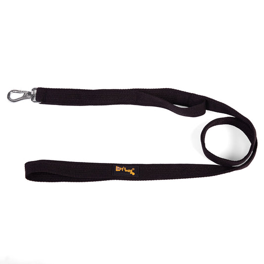Let's Wag Double Handle Fabric Dog Leash - Black