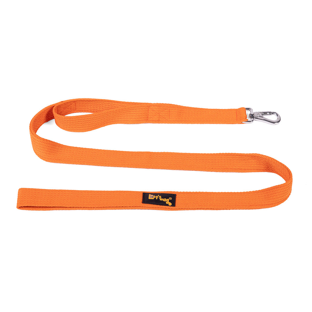 Let's Wag Double Handle Fabric Dog Leash - Orange