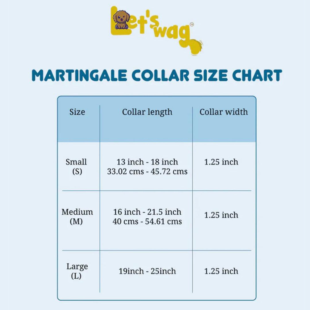 Let's Wag Martingale Fabric Dog Collar - Black