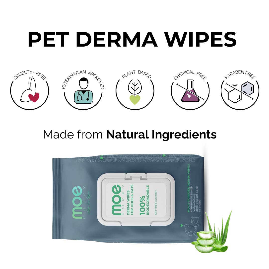 Moe Puppy Derma Wipes - For Dogs & Cats
