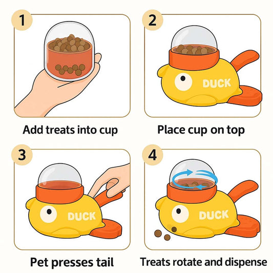 Talking Dog Club OH DUCK! Treat Dispenser – Interactive Treat Machine for Cats & Dogs (3 Portion Cups Included)