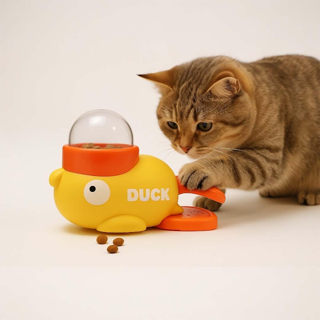 Talking Dog Club OH DUCK! Treat Dispenser – Interactive Treat Machine for Cats & Dogs (3 Portion Cups Included)