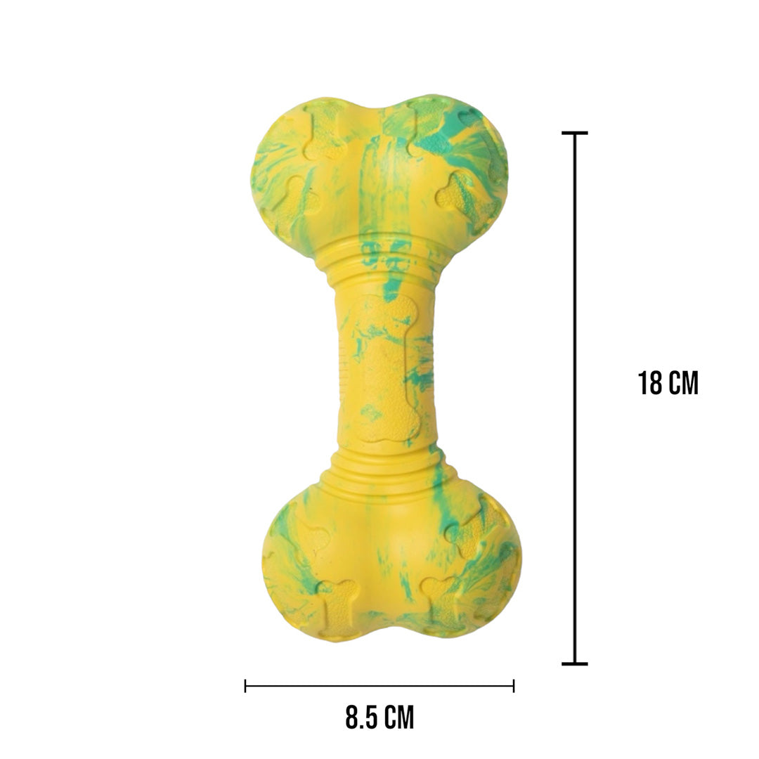 Talking Dog Club Bone Rubber Treat Dispenser Toy - Yellow