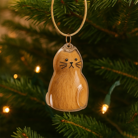 Talking Dog Club Cat Hair keepsakeCapsule - Key Chain - Sitting Cat