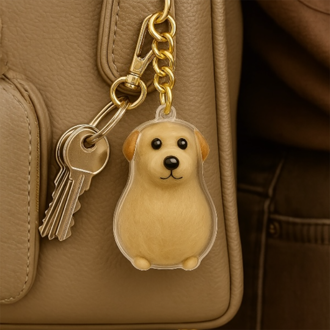 Talking Dog Club Dog Hair keepsakeCapsule - Key Chain - Sitting Dog