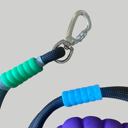 Talking Dog Club Vivid- Brigt Color Extra Stong Leash - Black Leash/ Purple Handle