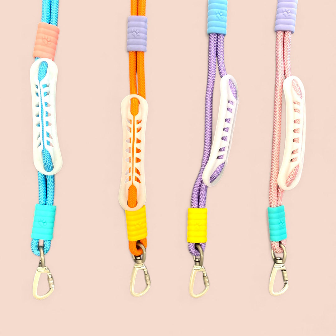 Talking Dog Club Vivid- Bright Color Extra Stong Leash - Orange Leash/ Purple Handle