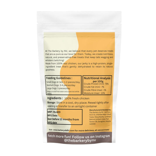 The Barkery by NV Chicken Jerky for Dogs & Cats | High-Protein Treat | 150g