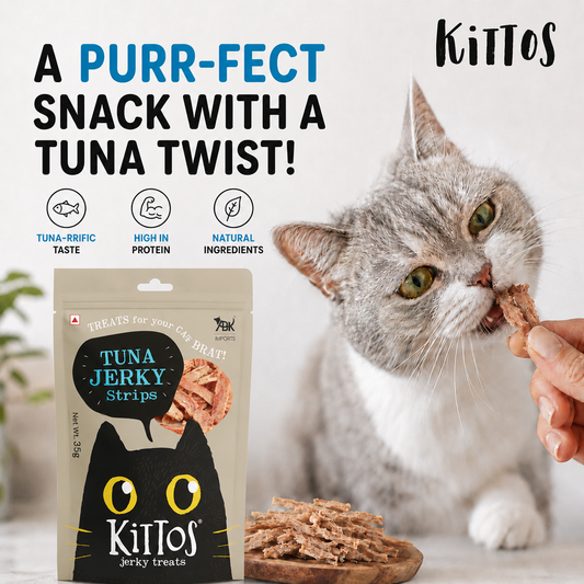 Kittos Tuna Jerky Strips Cat Treat, 35 gm