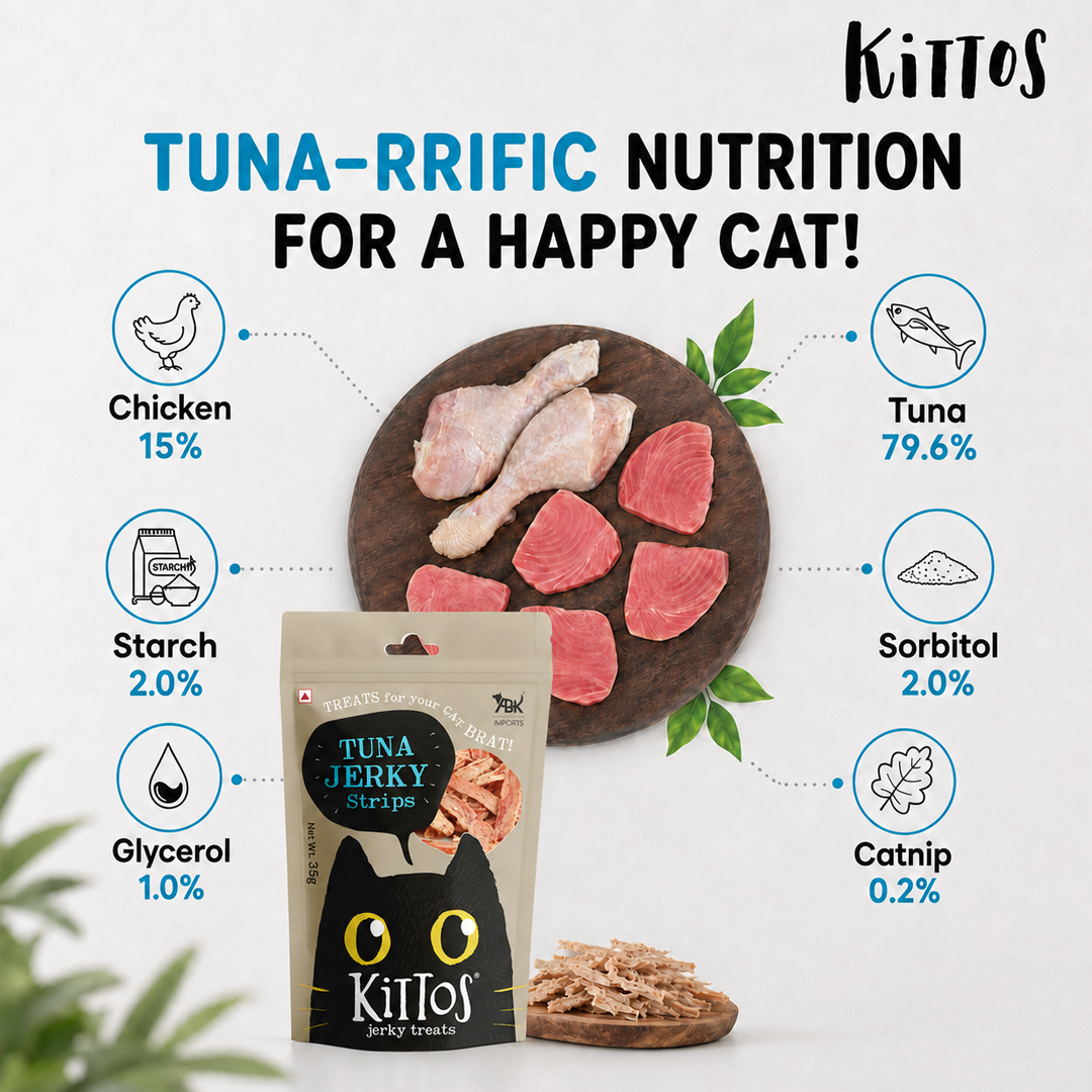 Kittos Tuna Jerky Strips Cat Treat, 35 gm