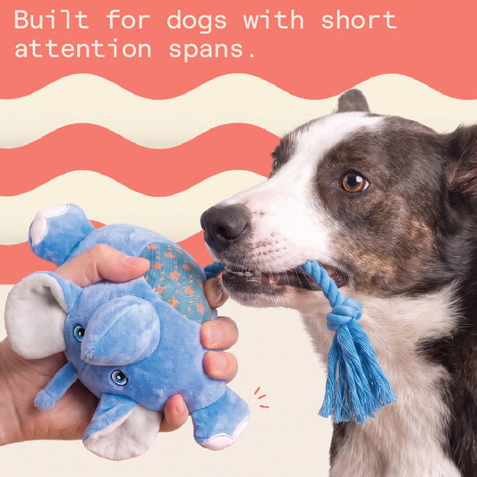 Two & a Half Tails Ellie the Elephant Chew & Rope Toy