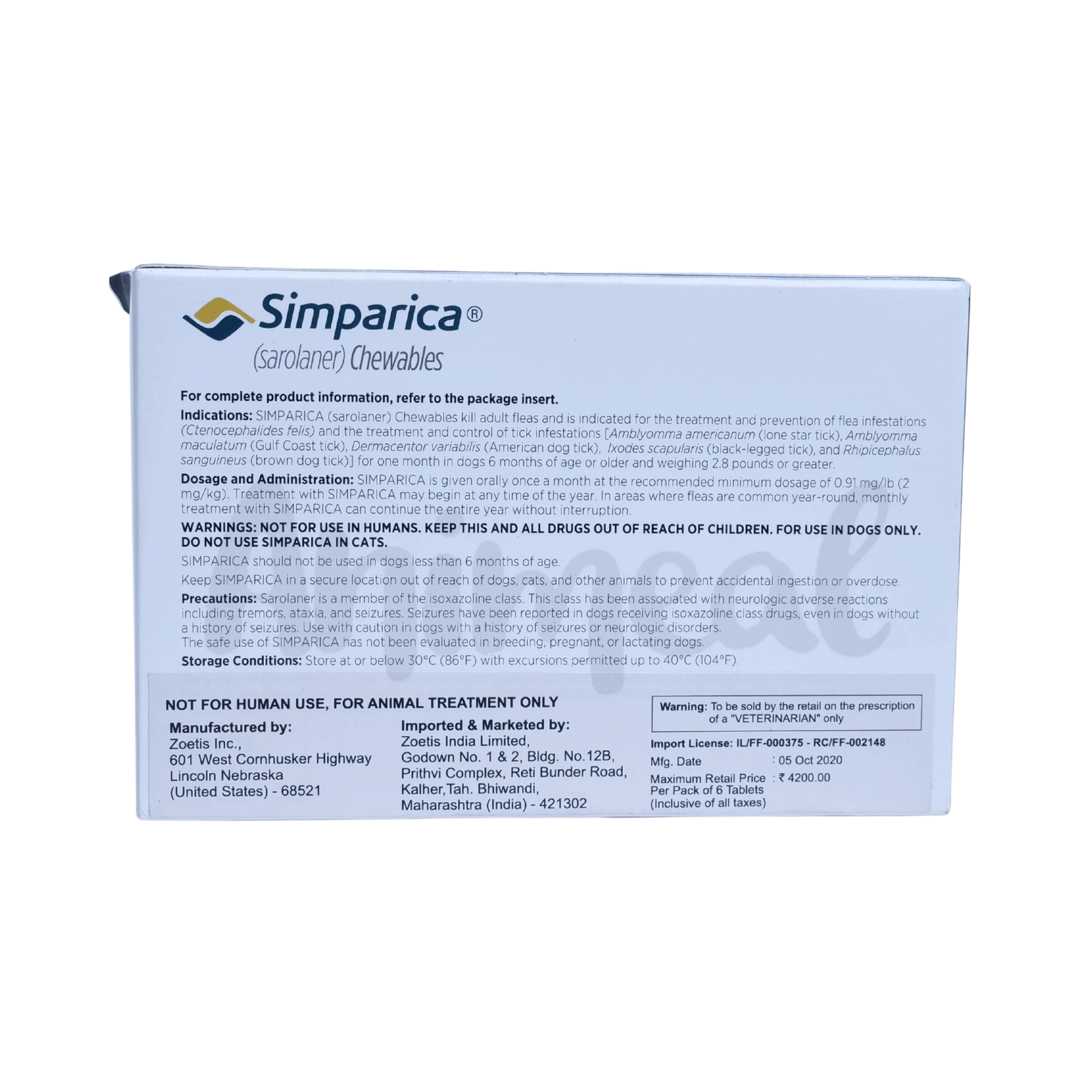 SIMPARICA (20-40KG) DOG TABLET - Animeal