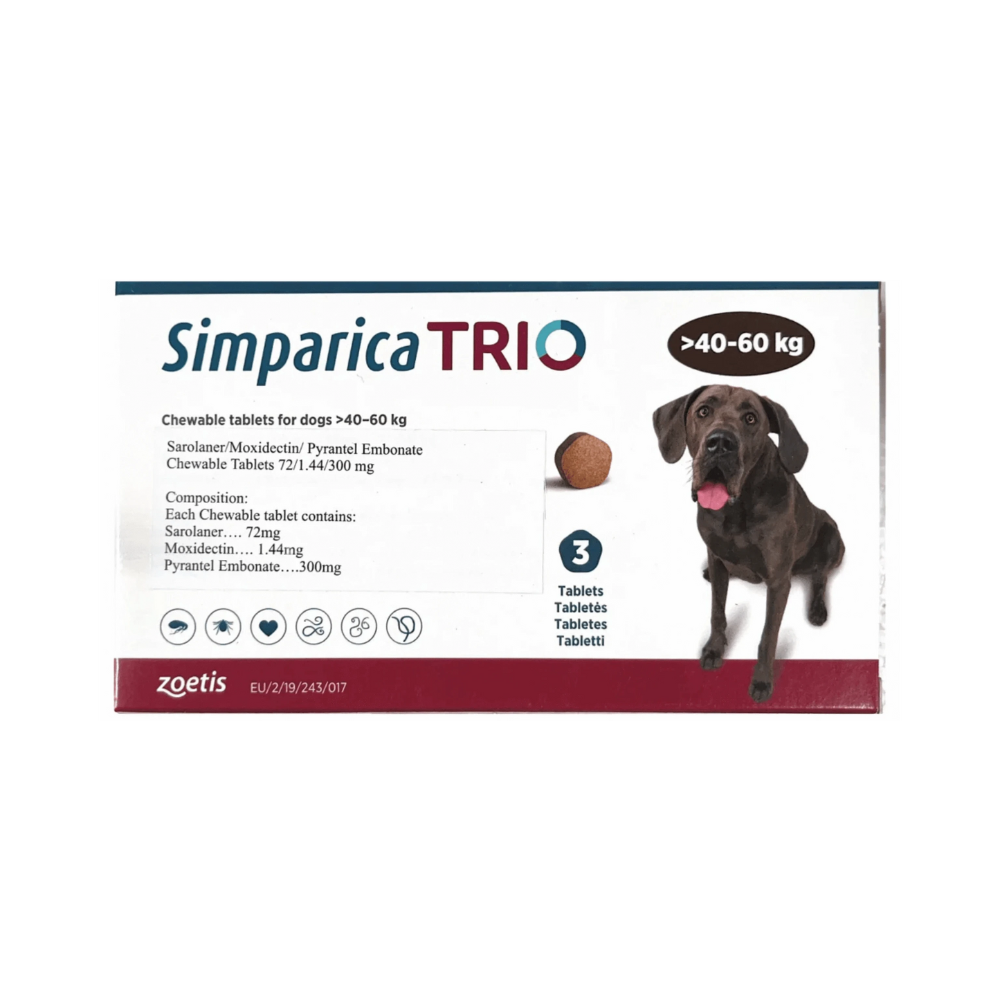 SIMPARICA TRIO (40KG TO 60KG) TABLET - Animeal