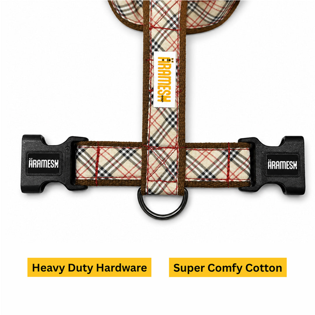 ARAMESH Classic Plaid Cotton Martingale Collar