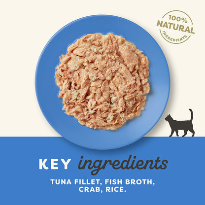 Applaws Natural Premium Wet Cat Food for Adult Cats, Tuna Fillet with Crab in Broth 70g Can