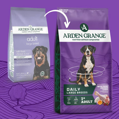 Arden Grange Adult Large Breed Dry Dog Food Chicken & Rice Hypoallergenic Food for All Breeds 2kg