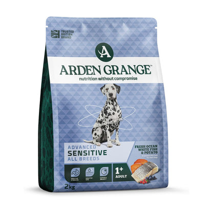Arden Grange Sensitive Adult Dog Food Grain Free Ocean White Fish & Potato Hypoallergenic Dry Food for Dogs with Sensitive Skin & Digestion 2kg