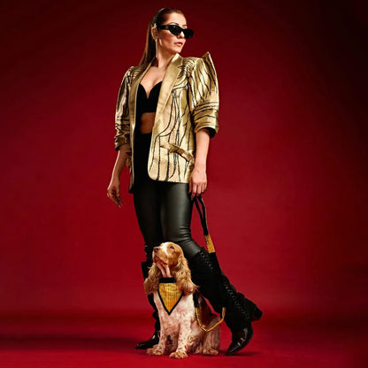 Ashna Vaswani Black Gold Elite Dog Collar And Leash
