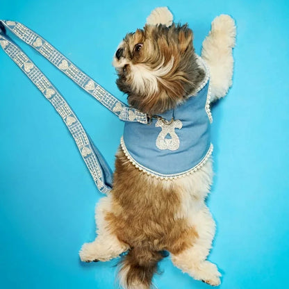 Ashna Vaswani Denim Pearl Couture Dog Harness