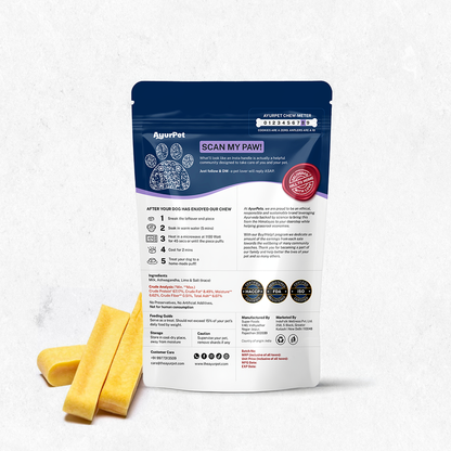 AyurPet Calming Ashwagandha Yak Cheese Chews | 6-Hour Long Lasting Dental Chew | Natural, 100% Veg, Protein-Rich