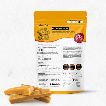 AyurPet Healing Turmeric Yak Cheese Chews | 6-Hour Long Lasting Dental Chew | Natural, 100% Veg, Protein-Rich