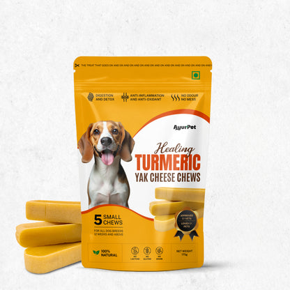 AyurPet Healing Turmeric Yak Cheese Chews | 6-Hour Long Lasting Dental Chew | Natural, 100% Veg, Protein-Rich