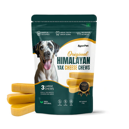 AyurPet Original Himalayan Yak Cheese Chews | 6-Hour Long Lasting Dental Chew | Natural, 100% Veg, Protein-Rich