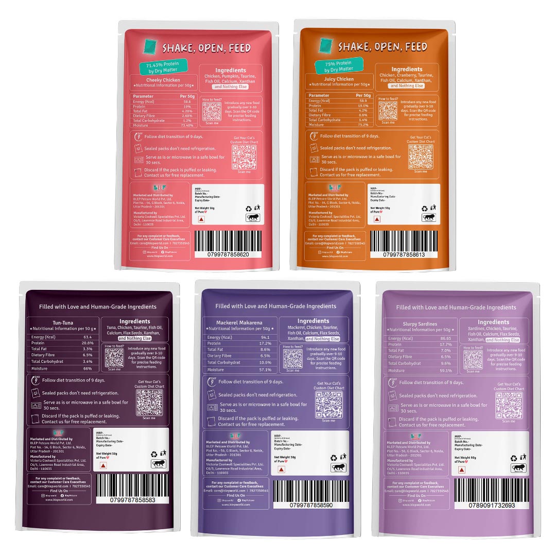 BLEP All Recipes Cat Wet Food Trial Pack | 50g | 5 Pack