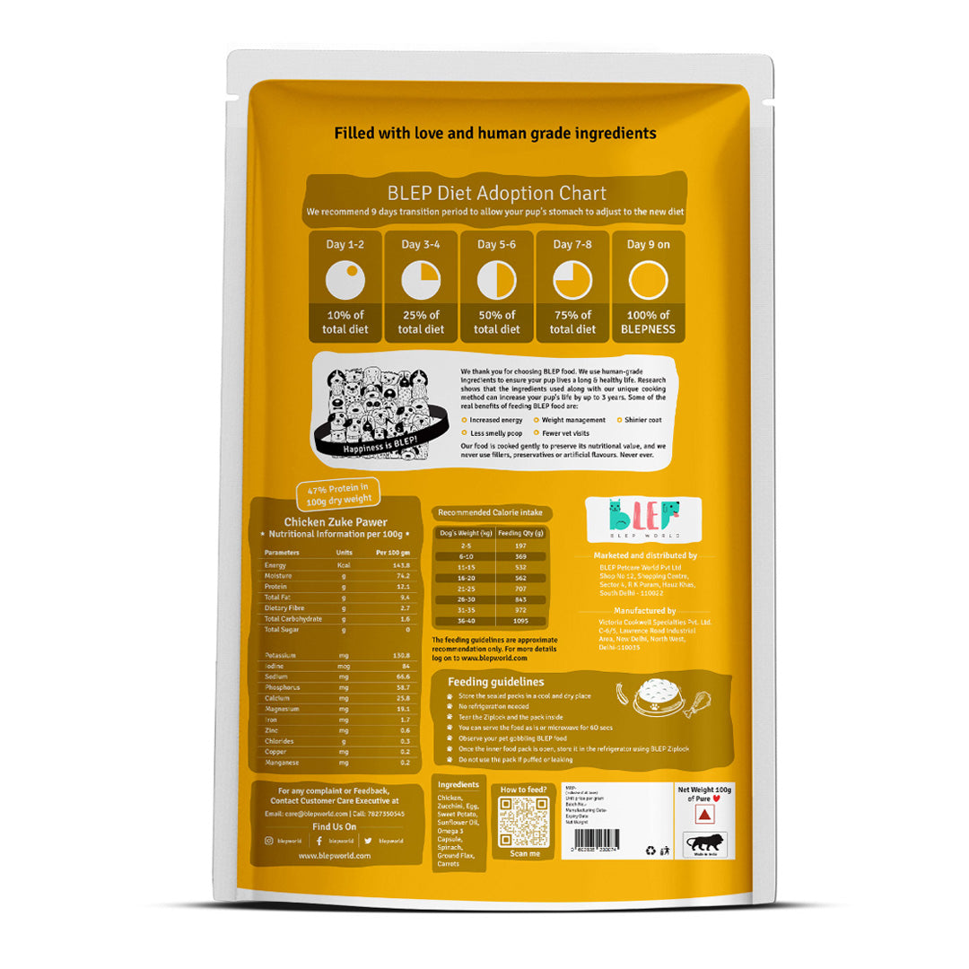BLEP Chicken Zucchini Dog Wet Food| 100g | 7 Packs