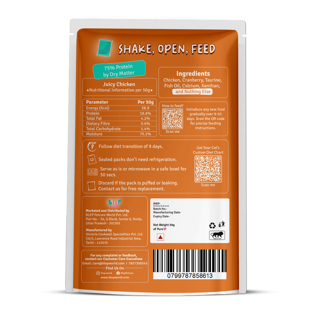BLEP Juicy Chicken Cat Wet Food | 50g | 10 Pack