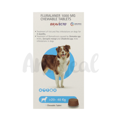 BRAVECTO (20-40KG) DOG TABLET - Animeal