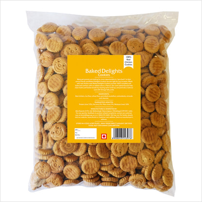 Baked Delights Chicken Flavour, Real Chicken Baked Cookies, Round Shaped- Dog Treats, 800 gm