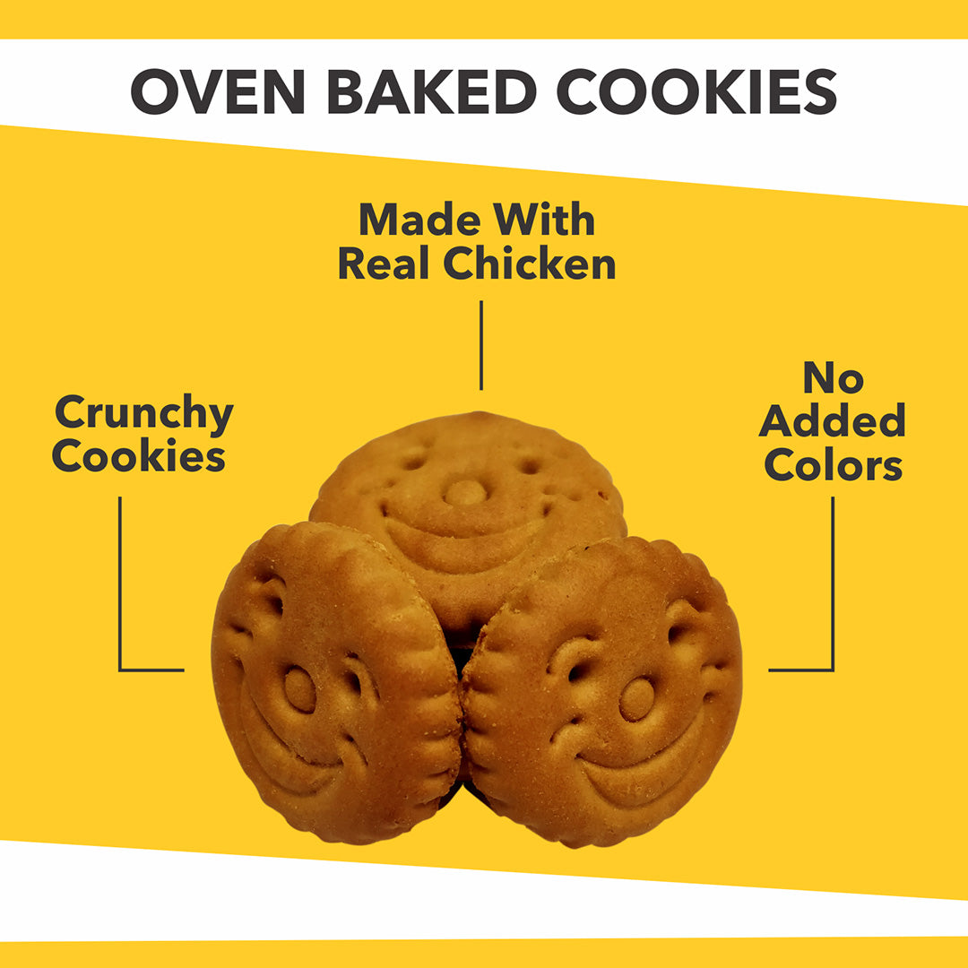 Baked Delights Chicken Flavour, Real Chicken Baked Cookies, Round Shaped- Dog Treats, 800 gm