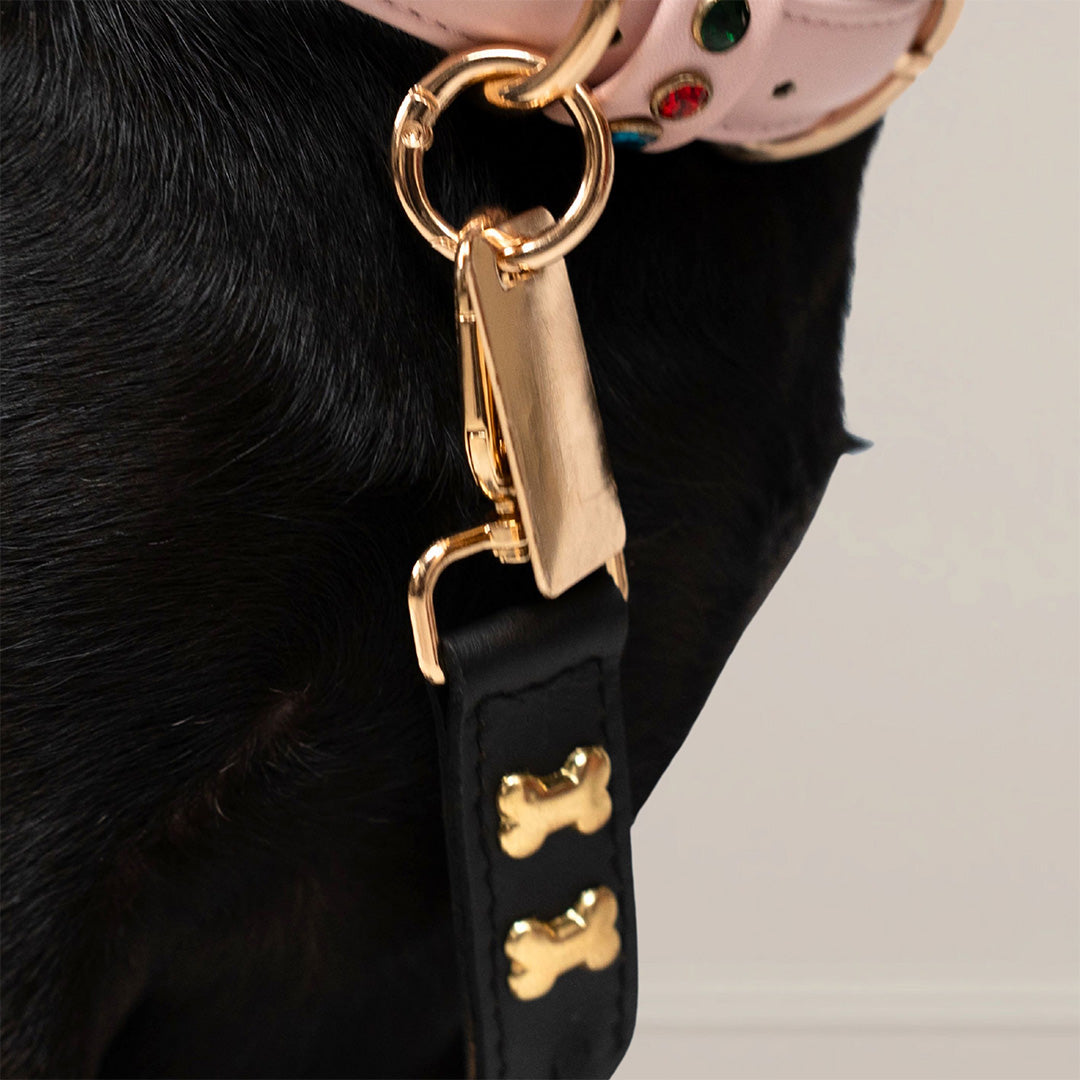 Bruni Boi Braid Black Leather Dog Leash