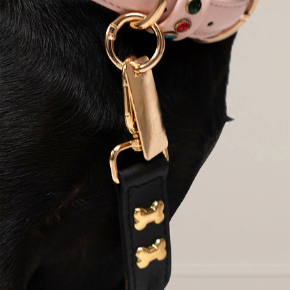 Bruni Boi Braid Black Leather Dog Leash