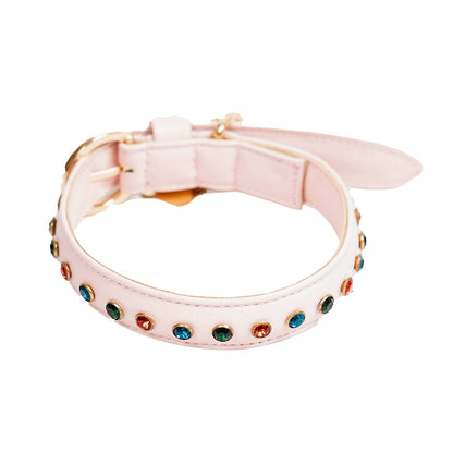 Bruni Boi Blush Pink Leather Dog Collar