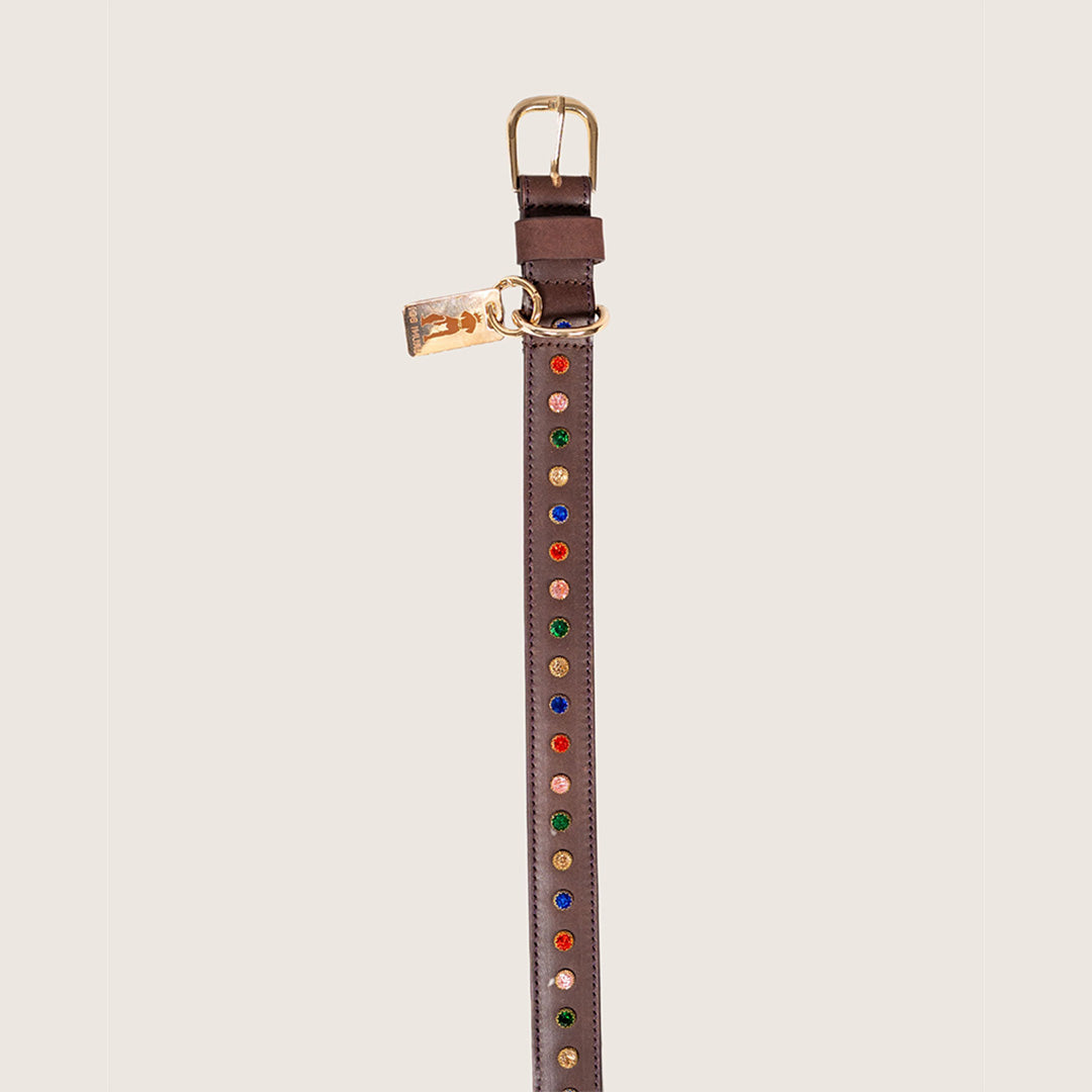 Bruni Boi Ember Dark Brown Leather Dog Collar