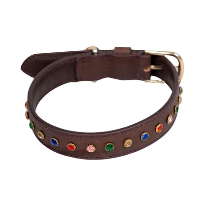 Bruni Boi Ember Dark Brown Leather Dog Collar