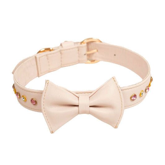 Bruni Boi Muse Nude Beige Leather Dog Collar