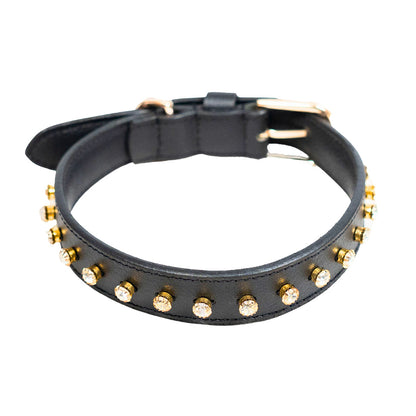 Bruni Boi Noir Black Leather Dog Collar
